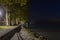 Balaton lakeshore at night in Balatonfoldvar, Hungary