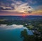 Balatonfuzfo, Hungary - Beautiful sunset over yacht marina at Balatonfuzfo