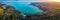 Balatonfuzfo, Hungary - Panoramic aerial skyline view of the north-east corner of Lake Balaton at sunset