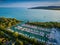Balatonfuzfo, Hungary - Yacht marina at Balatonfuzfo at sunset with beautiful turquoise water