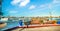 Balboa island seafront on a cloudy day