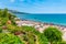 BALCHIK, BULGARIA, JULY 13, 2019: People are enjoying a sunny day on a beach in Balchik, Bulgaria