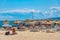 BALCHIK, BULGARIA, JULY 13, 2019: View of a sunny day on a beach in Balchik, Bulgaria