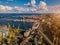 Balck sea port in Odessa Ukraine. Eastern Europe. Aerial drone photo. seaport crane industrial infrastructure. Black sea