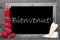 Balckboard With Red Heart Decoration, Text Bienvenue Means Welcome