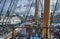 Balclutha square rigged ship  anchored at Hyde Street pier