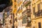 Balconies and bay windows on old houses in San Sebastian