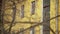 Balconies destroyed by time on the facade of an old existing residential building. Close-up