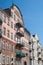 Balconies on the facade of the Art Nouveau building