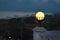 Balcony background with lanterns over sea landscape