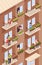 Balcony Neighbours Isometric Composition