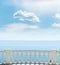 balcony over sea and clouds in blue sky