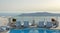 Balcony with pool in Imerovigli, Santorini, Greece with caldera sea view