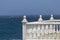 balcony with sea views, white balustrade