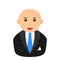 Bald Businessman Avatar Flat Icon on White