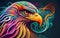 A bald eagle made from highly detailed curling swirls, thin glowing multi-colored smoke, digital art,