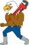 Bald Eagle Plumber Monkey Wrench Circle Cartoon