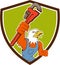 Bald Eagle Plumber Monkey Wrench Crest Cartoon