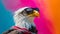 Bald eagle sunglasses and scarf in studio with a colorful and bright background. AI Generative