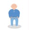 Bald fat man flat vector illustration