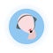 The bald girl in headphones with a microphone. Flat icon.