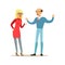 Bald man and blonde woman characters arguing and yelling on each other, negative emotions concept vector Illustration
