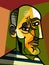 Bald man cubist painter portrait