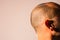 Bald man face portrait with freshly cut hair, isolated on background