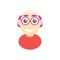 Bald man with glasses. Happy human. Profile Avatar, vector illustration