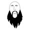 A bald man with a long beard and mustache. Hipster