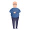 Bald man overweight icon, cartoon style