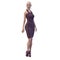 Bald Woman in Maroon Knee-Length Cocktail Dress with Strappy High Heels , 3D Rendering, 3D Illustration