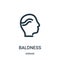 baldness icon vector from disease collection. Thin line baldness outline icon vector illustration. Linear symbol for use on web