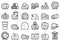 Bale of hay icons set outline vector. Agriculture hay bale
