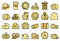 Bale of hay icons set vector flat