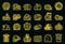 Bale of hay icons set vector neon