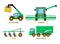 Bale Stacker and Combine Set Vector Illustration