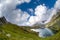 Balea glacier lake, Transfagarasan road in Romania Carpathian Fagaras mountains