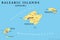 Balearic Islands, political map, Mallorca, Ibiza, Menorca and Formentera