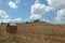 Baled hays on top of a soft hill in Chianti area.