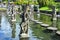 BALI, INDONESIA 3 Jul 2015: Famous pond with stepping stones in Tirtagangga Water Palace