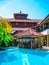 Bali, Indonesia - April 09, 2012: View of swimming pool at The Flora Kuta Bali hotel