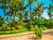 Bali, Indonesia - April 14, 2014: View of cottages at the beach in St. Regis Resort