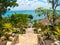 Bali, Indonesia - April 14, 2014: View of The main entrance Four Seasons Resort at Jimbaran Bay