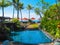 Bali, Indonesia - April 14, 2014: View of swimming pool at St. Regis Resort