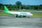 Bali, Indonesia - April 30, 2019: Citilink plane on Denpasar Airport runway