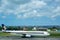 Bali, Indonesia - April 30, 2019: Singapore Airlines plane on Denpasar Airport runway
