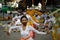 BALI/INDONESIA-JULY 3 2020: The New Normal life in Bali. The prayer program at the temple accompanied by a traditional dance where