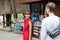 BALI, INDONESIA - March 23, 2017: Happy smiling tourists in the tropical Bali island Zoo park, Indonesia.