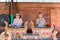 BALI, INDONESIA - MAY 5, 2017: Women playing on Traditional Balinese music instrument gamelan. Bali island, Indonesia.